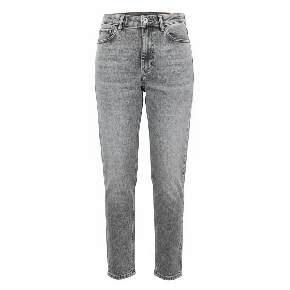 Zara Denim High Rise Grey Acid Wash Slim Mom Jeans Pants Stonewash SIZE 0